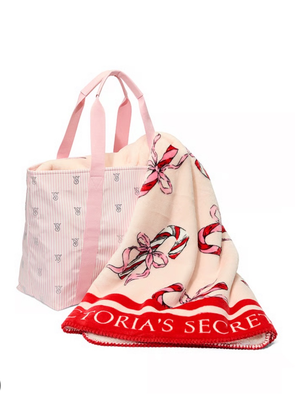 Victoria's Secret Pink Candy Cane Blanket